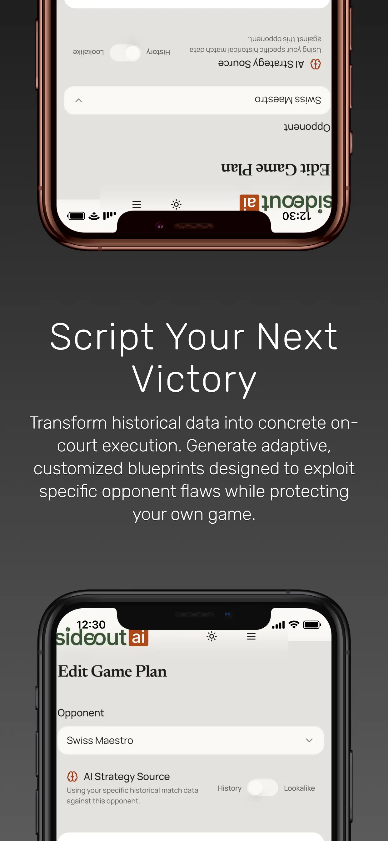 InsideOut AI pre-match tactical planner and strategy board interface
